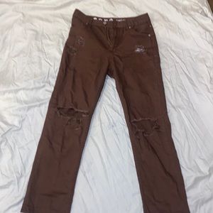 Brown ripped jeans